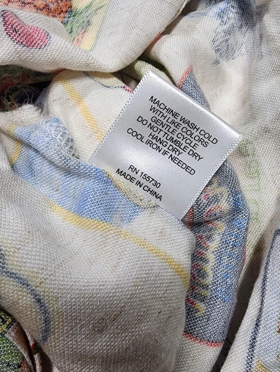 Jane + Delancey Medium Travel Print Shirt Dress Fruit & Postcard Short Sleeve - Picture 7 of 10